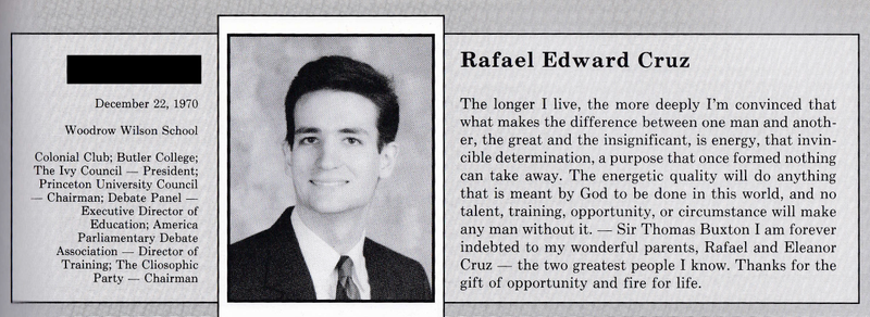 Cruz’s Princeton yearbook page.